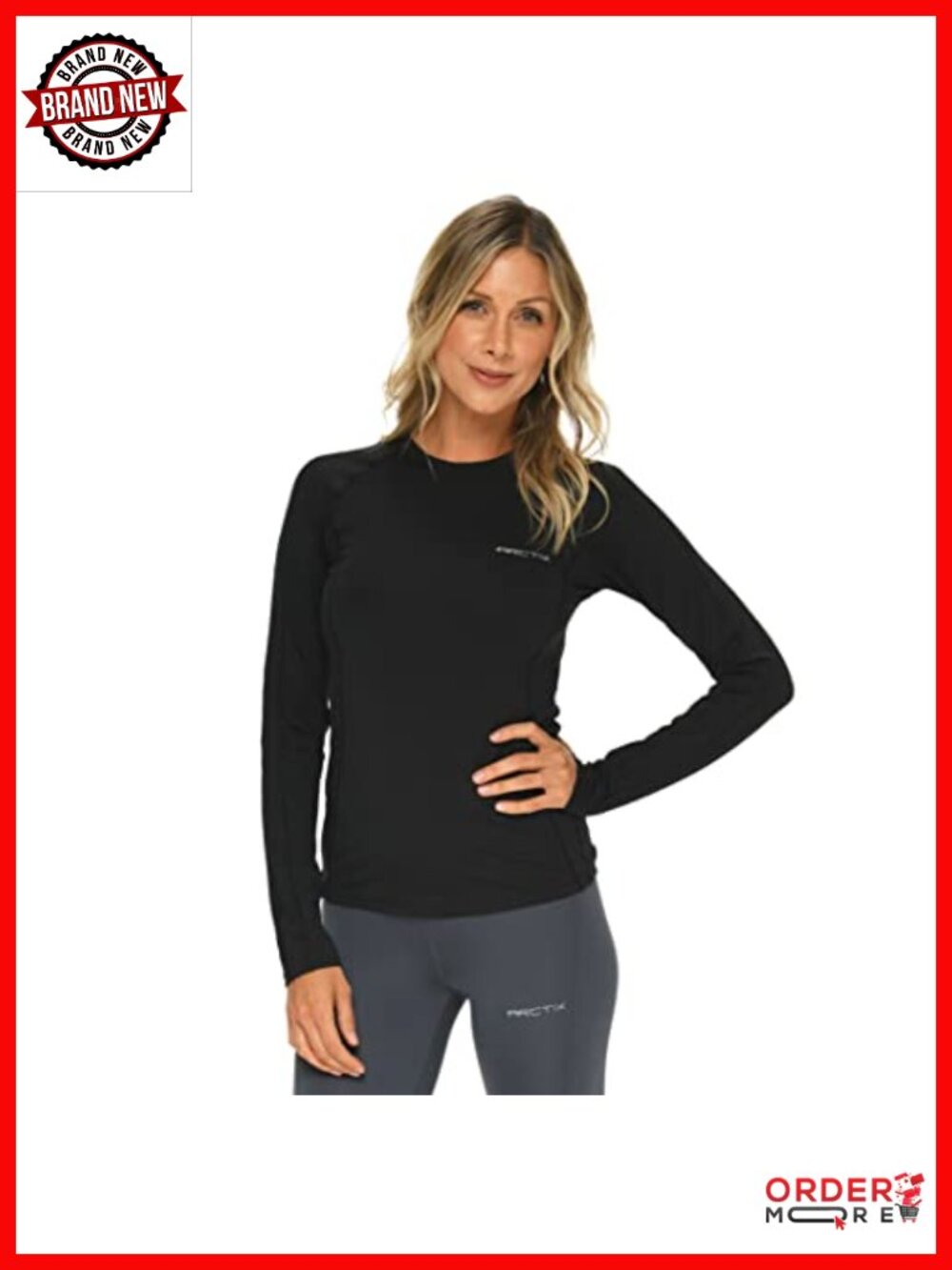 Women's Power Base Layer Crewneck Top - 4-Way Stretch Thermal Long Sleeve